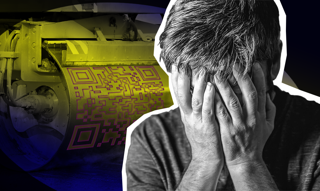 Человек и каток QR-кода